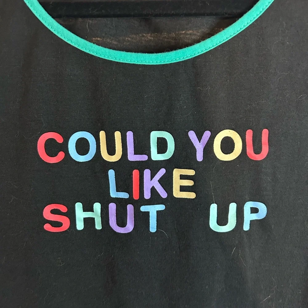 Black Crop Top with Multicolor Lettering - Picture 3 of 3